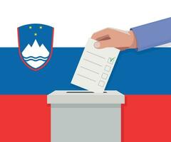 Slovenia election concept. Hand puts vote bulletin vector