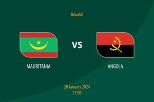 Mauritania vs angola fútbol americano marcador transmitir modelo vector