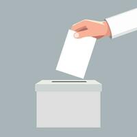 Hand puts vote bulletin into vote box. vector