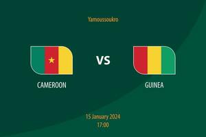 Cameroon vs Guinea football scoreboard broadcast template vector