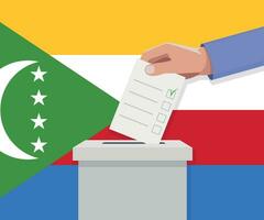 comoras elección concepto. mano pone votar boletín vector