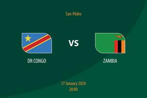 DR Congo vs Zambia football scoreboard broadcast template vector