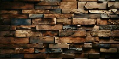 AI generated Wooden Brick Wall Background. Wood Wall Texture. Generative AI photo