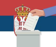 Serbia election concept. Hand puts vote bulletin vector