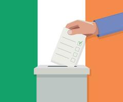 Ireland election concept. Hand puts vote bulletin vector