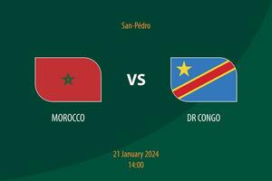 Marruecos vs Dr congo fútbol americano marcador transmitir modelo vector