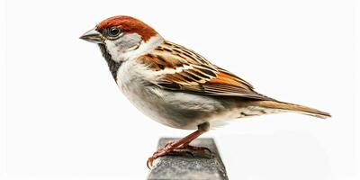 AI generated A Sparrow Perched Isolated on White Background. Generative AI photo