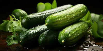 AI generated Fresh Cucumber with Water Droplets. Generative AI photo