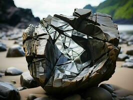 ai generado brillante mar vaso en el playa. piedra preciosa. generativo ai foto