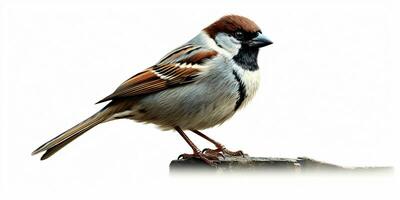 AI generated A Sparrow Perched Isolated on White Background. Generative AI photo