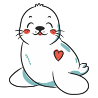 AI generated a lovely seal, a graphic for lovers, white, black and red png