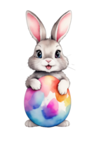 AI generated rabbit with easter eggs watercolor graphics for easter png