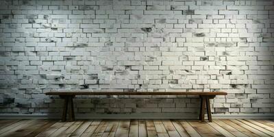 AI generated White Brick Wall Texture Background. Room Interior with White Brick Wall. Generative AI photo