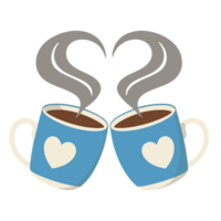 AI generated graphic with cups with black hot coffee and red hearts png