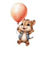 AI generated graphics with balloons and  animal for birthday png