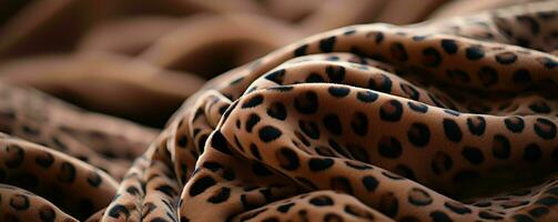 AI generated Leopard Fur Pattern Texture Background. Leopard Wool Fabric. Generative AI photo