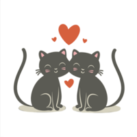 ai generado gráficos de dos gatos en amor abrazando cada otro y rojo corazones png