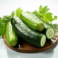 AI generated Fresh Cucumber with Water Droplets. Generative AI photo