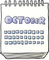 calendario de dibujos animados que muestra el mes de octubre png