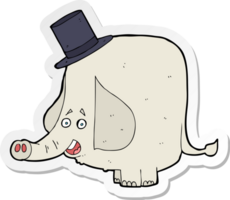 sticker of a cartoon elephant in top hat png