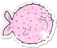 retro distressed sticker of a cartoon puffer fish png