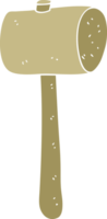 flat color illustration of a cartoon wooden mallet png