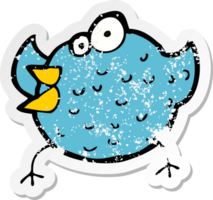 retro distressed sticker of a cartoon happy bird png