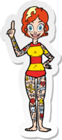 sticker of a cartoon woman covered in tattoos png