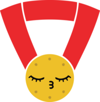 flat color retro cartoon gold medal png