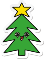 pegatina de un lindo árbol de navidad de dibujos animados png