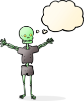 cartoon skeleton in clothes with thought bubble png