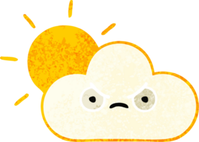 retro illustration style cartoon sunshine and cloud png
