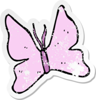 pegatina retro angustiada de un símbolo de mariposa de dibujos animados png