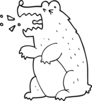 black and white cartoon bear png