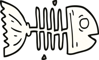 cartoon doodle fish bones png