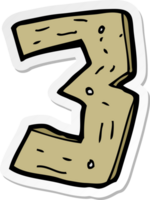 sticker of a cartoon wooden number png