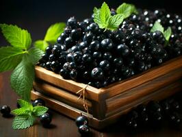 AI generated Fresh Black Currant Fruit. Generative AI photo