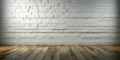 AI generated White Brick Wall Texture Background. Room Interior with White Brick Wall. Generative AI photo