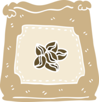 bolsa de dibujos animados de ilustración de color plano de granos de café png