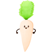 hand drawn cute white radish illustration , vegetable collection . png