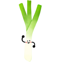 hand drawn cute leek illustration , vegetable collection . png