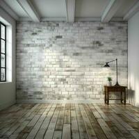 ai generado blanco ladrillo pared textura antecedentes. habitación interior con blanco ladrillo pared. generativo ai foto
