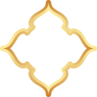 islamic gyllene ram form. ramadan fönster med prydnad. orientalisk dekoration design. arab traditionell element och tecken. png