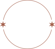 estetisk cirkel ram med stjärnor. minimal översikt form. y2k abstrakt gräns med gnistrar. kosmisk retro geometrisk ikon png