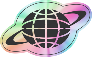 Y2k holographic globe sticker png