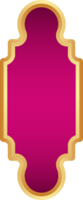 Ramadan golden frame. Islamic window shape. Arabic arch. Muslim vintage border for design with pink background. Indian decoration in oriental style. png
