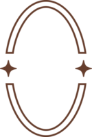 esthétique ovale Cadre avec étoiles. minimal y2k contour graphique conception avec scintille. abstrait cambre frontière. branché boho géométrique modèle png