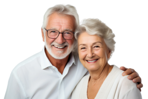 AI generated Relaxed Elderly Couples Shot on Transparent Background. png