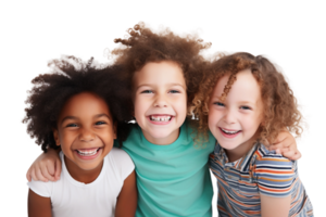 AI generated Playful Children with Bright Smiles on a Transparent Background. png