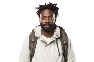 AI generated Black Man with Backpack on a Transparent Background. png